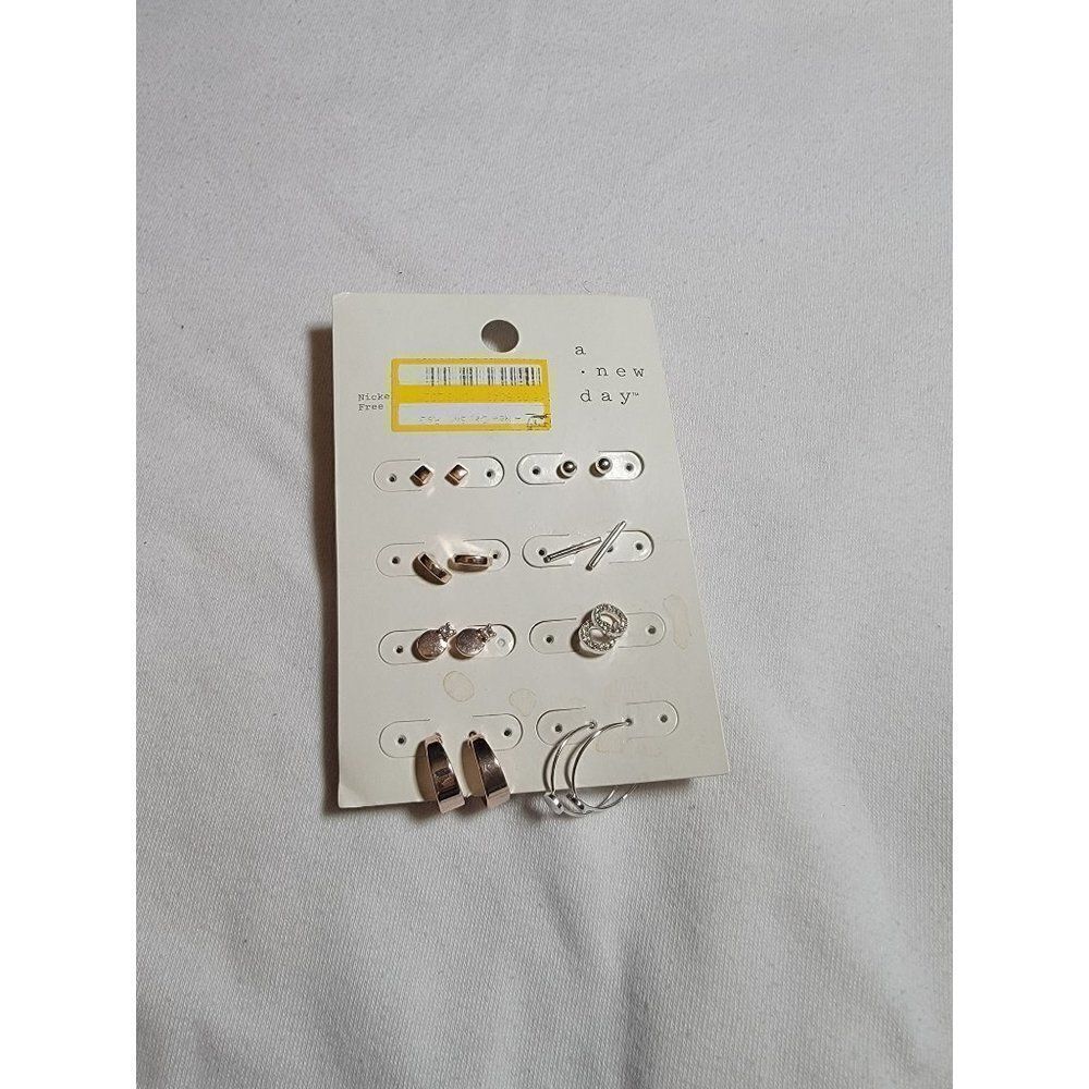 Target Womens Rose Gold Silver Metal Clutch Back Rhinestone Earrings Pair Of 6